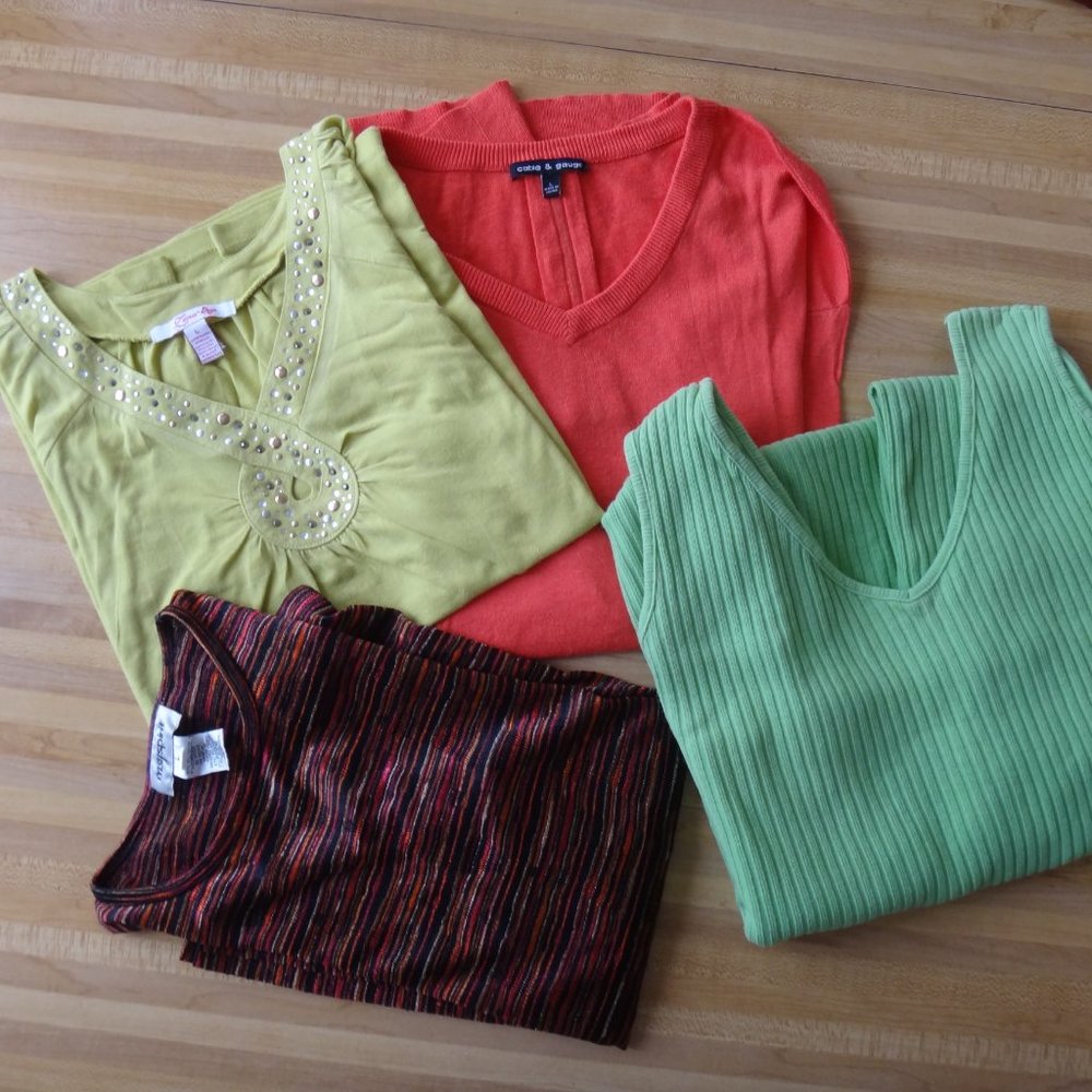 Lot  of 4 Women's Top Blouse  Dress Sweater  All size  L